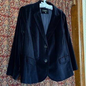 TALBOTS WM Petites Size 20 Dark Navy Velvet Blazer Excellent Party Wedding